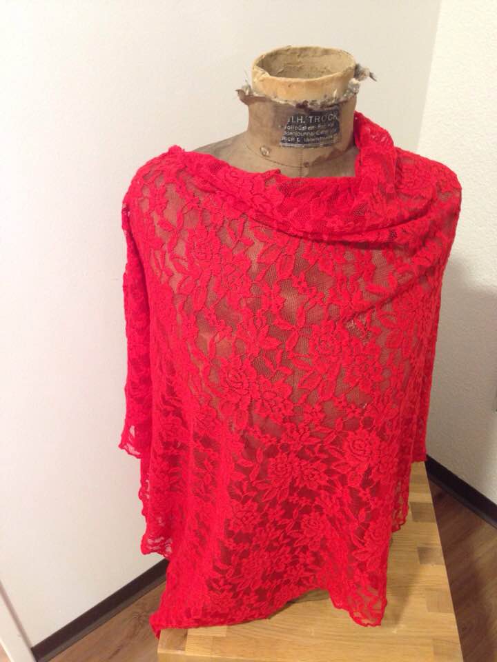 Sommerponcho rot