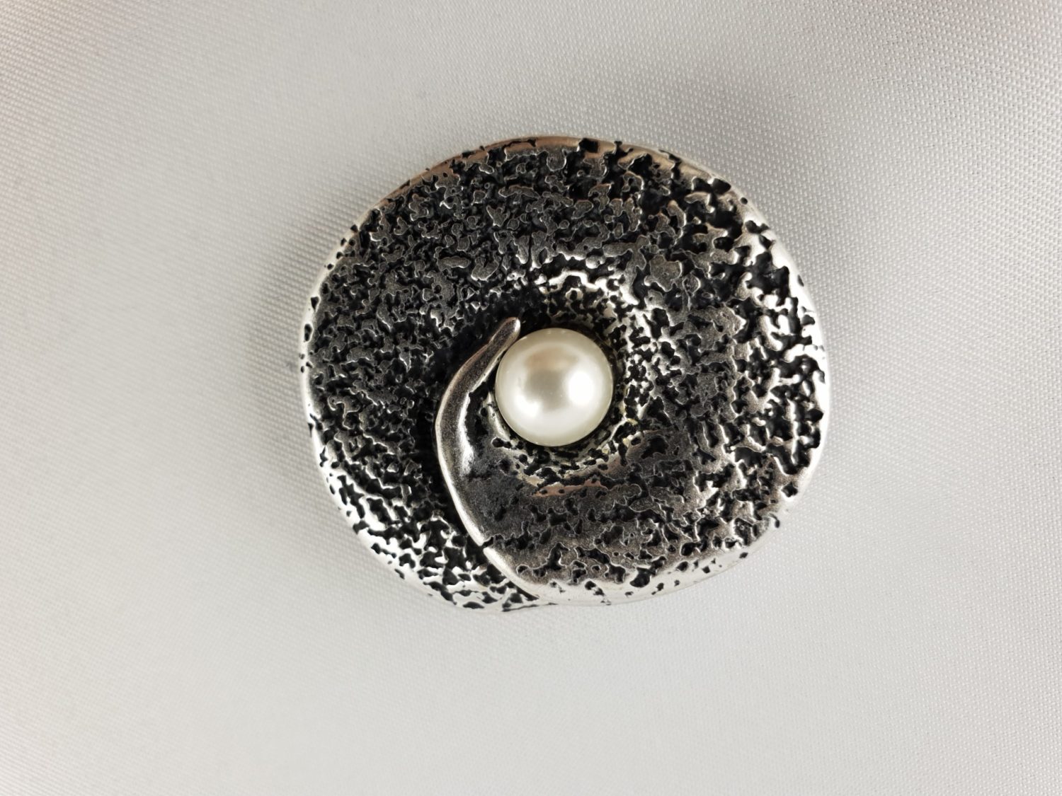 Magnet Brosche Silber Perle