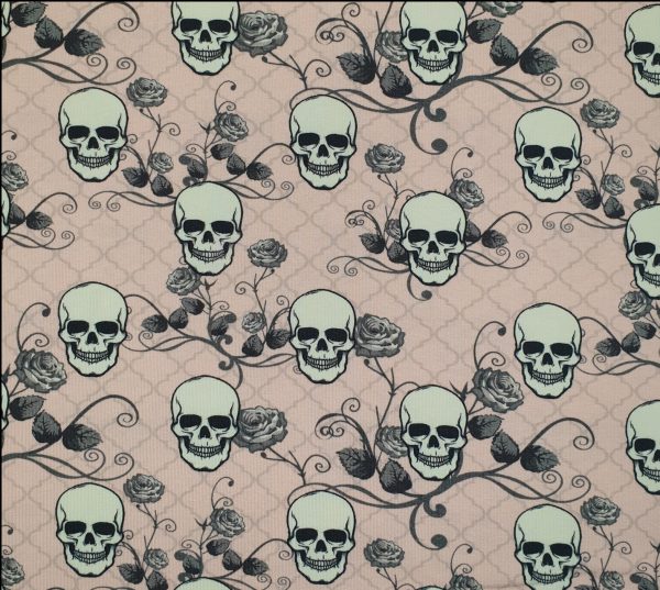 Jersey Skulls and Flowers zartrosa