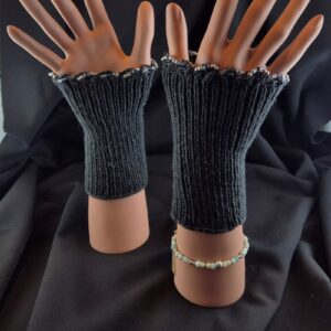 Stulpen gestrickt Unikat Merino Perlen