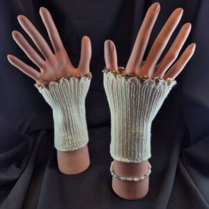 Stulpen gestrickt Unikat Merino Perlen