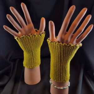 Stulpen gestrickt Unikat Merino Perlen